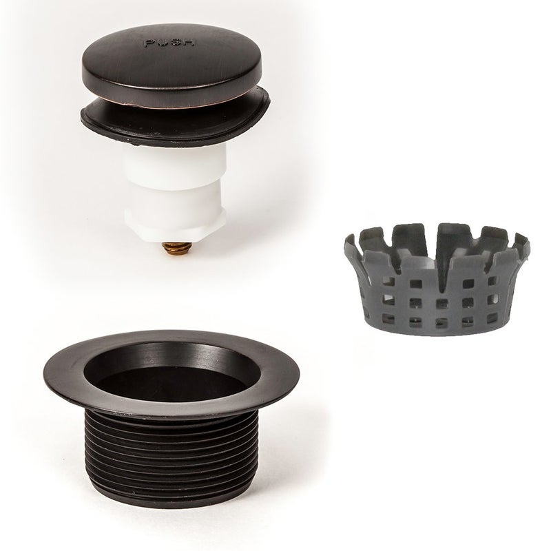 PermaFLOW PF WaterWorks Toe Touch (Foot Actuated) Bath Tub Drain Assembly with Gasket - Coarse Thread 11.5 Threads Per Inch - Free Hair Catcher/Strainer;Oil Rubbed Bronze; PF0920-ORB-TT-C - Image 1